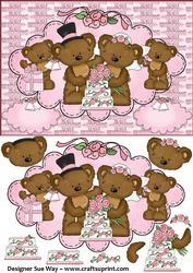 Teddy Bear Wedding Card Front, Topper and Decoupage