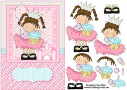 Cupcake Princess Card Front and Decoupage