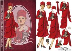 Lady in Red Fashion Reflections Decoupage
