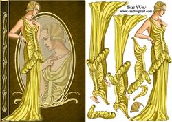 Lady in Gold Evening Gown Fashion Reflections Decoupage