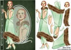 Deco Green Silk Pyjama Suit Fashion Reflection Decoupage