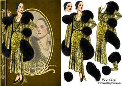 Deco Lady in Gold and Furs Fashion Reflections Decoupage