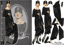 Deco Lady in Black and Furs Fashion Reflections Decoupage