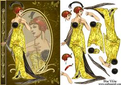 Art Nouveau Lady Fashion Reflections Decoupage
