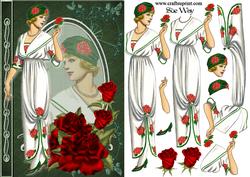 Art Nouveau Red Roses Fashion Reflections Decoupage
