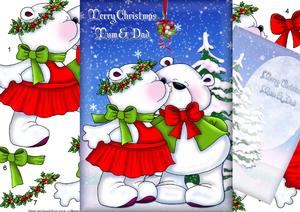 Christmas Mum & Dad Snow Scene A4 Card Kit