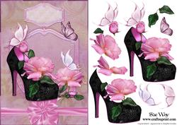 Roses and Butterflys Stiletto Shoe Card Front