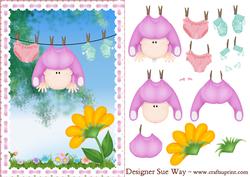 Washing Line Baby Girl Decoupage