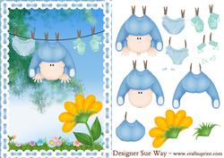 Washing Line Baby Boy Decoupage