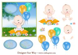 Baby Boy on a Blanket 5" Square Card Front Decoupage