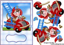 Little Fireman Card Front and Decoupage