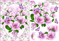 Pink Magnolia Card Front and Decoupage