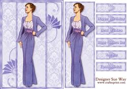Purple Evening Suit Fashion Panel Bookmark Card Front