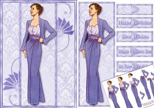 Purple Evening Suit Panel Bookmark Card Front Mini Kit