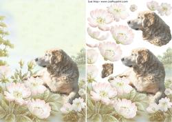 Golden Retriever in a Flower Meadow Decoupage