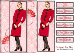 Lady in Red Fashion Panel Bookmark Card
