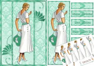 Art Deco Holiday Fashion Panel Bookmark Card Mini Kit