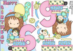 Girls 6th Birthday Card Front and Decoupage