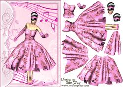 1950's Rock and Roll Beauty in the Pink Decoupage