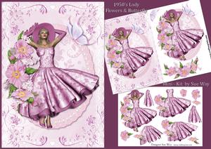 1950's Lady Flowers and Butterfly Mini Kit