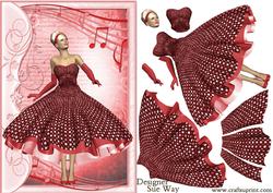 1950's Rock and Roll Lady in Red Decoupage