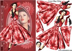 1950's Lady in Red Fashion Reflections Decoupage