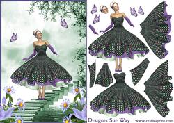 1950's Lady on a Butterfly Bridge Decoupage