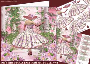 1950's Pink Petals Lady Decoupage