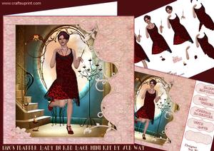 1920's Flapper Lady in Red Lace Mini Kit