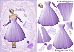 1950's Birthday Party Dress Card Front and Decoupage