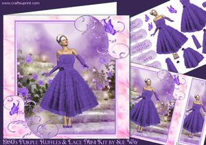 1950's Purple Ruffles and Lace Mini Kit with Bookmark