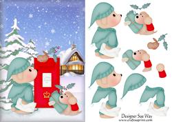 Christmas Delivery Card Front and Decoupage