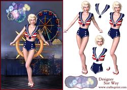 Vargas Style Sailor Girl Taking the Helm Decoupage