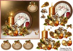 Santa's Christmas Portrait Card Front, Topper and Decoupage
