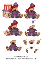 Lilac Teddy & Hat Boxes Decoupage