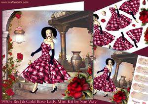 1950's Red & Gold Rose Lady Mini Kit