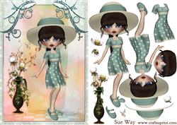 Thoroughly Modern Millie Green Card Front & Decoupage