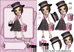 Cookie Girl Loves to Shop Card Front and Decoupage