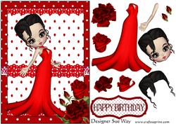 Betty Red Dress Decoupage