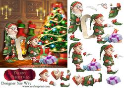 Checking It Twice Christmas Elves Decoupage