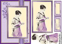 Portrait of a Lady in Lilac Ribbon Topper Card Front