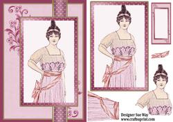 Portrait of a Lady in Pink Ribbon Topper Card Front