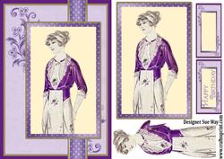 Portrait of a Lady in Purple Ribbon Topper Card Front