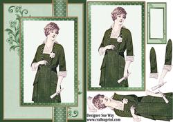 Portrait of a Lady in Emerald Ribbon Topper Card Front