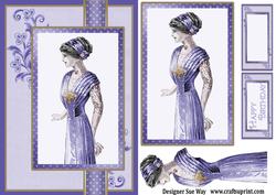 Portrait of a Lady in Mauve Ribbon Topper Card Front