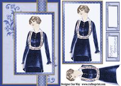 Portrait of a Lady in Midnight Blue Ribbon Topper Card Front