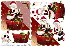 Santa Cupcake Corner Overlap Square Card Front/topper