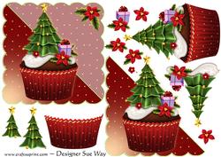 Christmas Tree Cupcake Corner Overlap Square Card Front