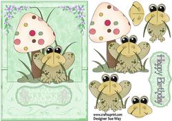 Happy Birthday Frog Card Front and Decoupage