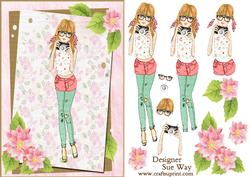 Camera Girl Card Front Topper and Decoupage
